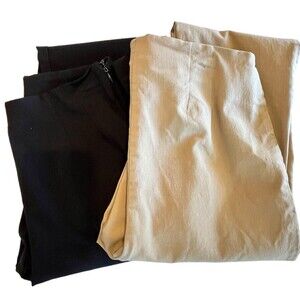 Time &Tru Casual Crop Capri  Pants Lot of 2 Womens Size 10 Black and dark beige
